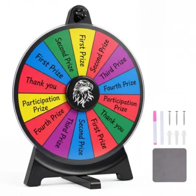 Costway 14 Slots Spin Wheel With Blackboard Marker-multicolor