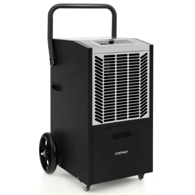 Costway 140 Pints Commercial Dehumidifier Crawl Space Dehumidifier With Pump And Drain Hose-white In Black