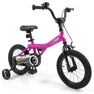 Costway 14-inch Kids Bike With Removable Training Wheels Pink-brave Hero In Black
