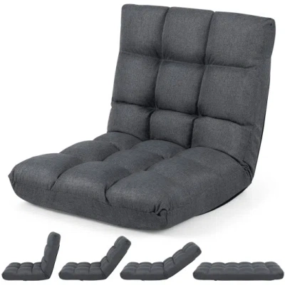 Costway 14-position Adjustable Floor Chair For Adults With Back Support And Comfy Cushion-gray