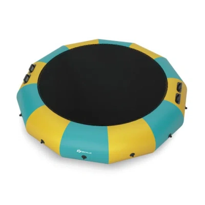 Costway 15 Feet Inflatable Splash Padded Water Bouncer Trampoline-yellow In Multi