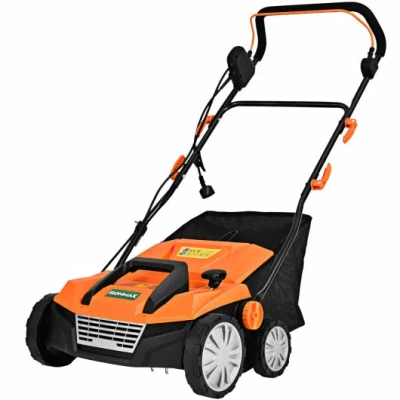 Costway 15 Inch 13 Amp Electric Scarifier With Collection Bag And Removable Blades-orange In Multi