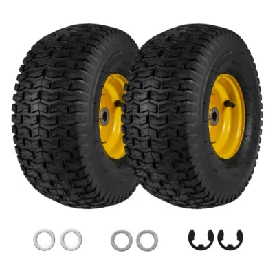 Costway 15 X 6.00-6 Tubeless Tires And Wheels 2 Pack 4 Pr Tires-yellow In Black