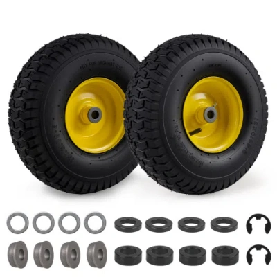 Costway 15 X 6.00-6 Tube-type Tires & Wheels 2 Pack 4 Pr Tires-yellow In Black