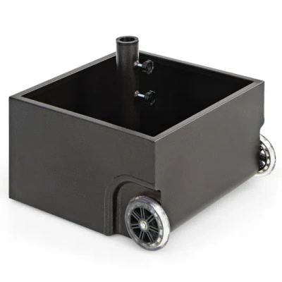 Costway 150 Pounds Patio Umbrella Base Stand Wheels Planter Outdoor-black In Gray