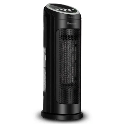 Costway 1500 W Led Portable Oscillating Ptc Ceramic Space Heater In Black