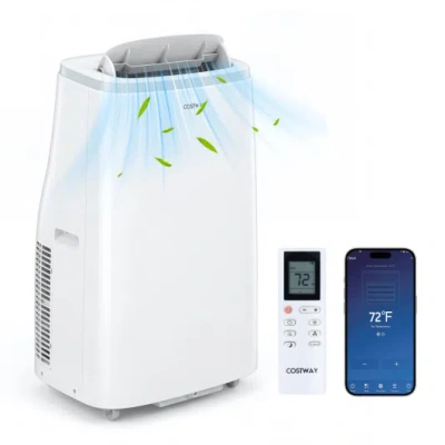 Costway 15000 Btu Portable Air Conditioner With App Control And Fan-white