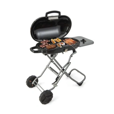 Costway 15000 Btu Portable Propane Bbq Grill With Wheels And Side Shelf-black