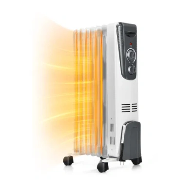 Costway 1500w Electric Space Heater With Adjustable Thermostat In Gray