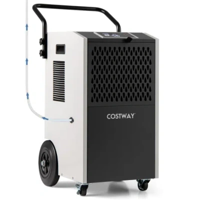 Costway 154 Pints Commercial Dehumidifier With Pump And Drain Hoses-white In Multi