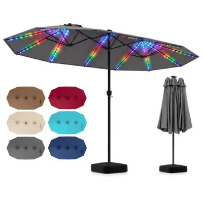 Costway 15.5ft Extra-large Patio Umbrella With Base 12 Reinforced Ribs-gray In Yellow