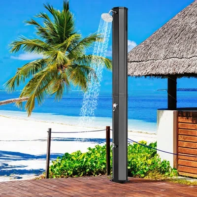 Costway 15.9 Gallon Solar Heated Outdoor Shower With Shower Head And Foot Shower Tap In Black