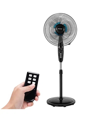 Costway 16 Adjustable Oscillating Pedestal Fan Dual Blades With Remote Control In Black