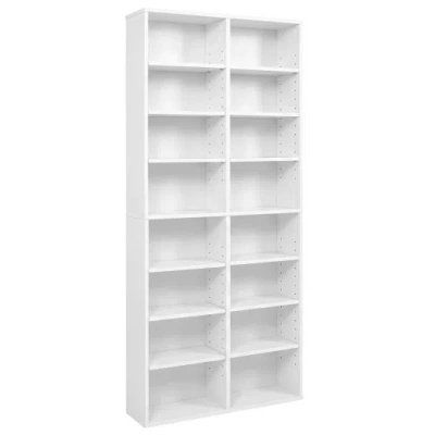 Costway 16 Compartment Cd Storage Unit 54" Freestanding Open Display Shelf With 12 Removable Shelves-white
