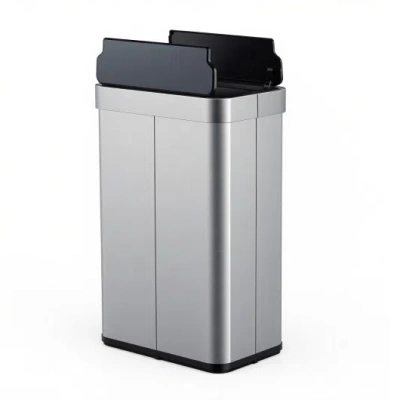 Costway 16 Gallon Trash Can With Wing Lids For Bedroom Bathroom Kitchen-silver In Multi
