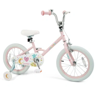 Costway 16 Inch Kids Bike Adjustable For 3-8 Years Old Children Pink - Stars & Moon In Multi