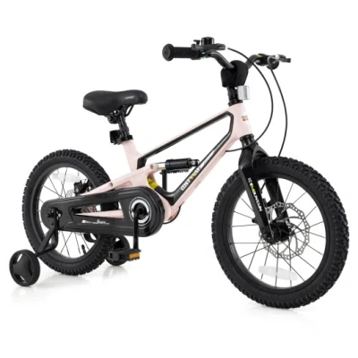 Costway 16 Inch Kids Bike Lightweight With Detachable Training Wheels For Aged 4 To 7-16 Inches In Black