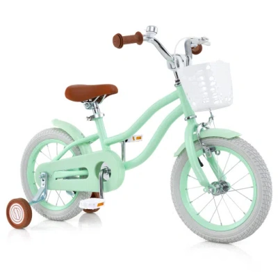 Costway 16 Inch Kids Bike With Adjustable Seat And Bell For Kids 3-8 Years Olds-16 Inches In Green