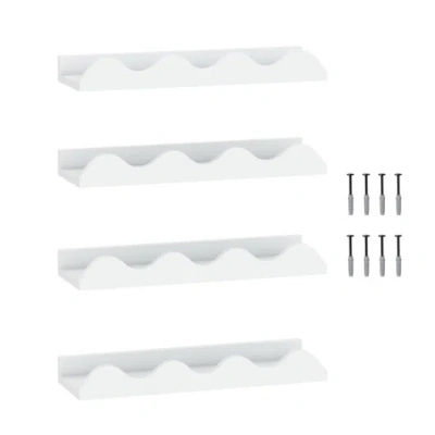 Costway 16 Inch Kids Bookshelf Set Of 4 Floating Nursery Book Shelves For Decoration Book Toy Storage-white In Multi