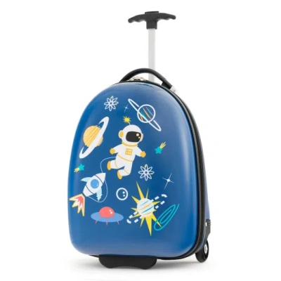 Costway 16 Inch Kids Carry-on Luggage Hard Shell Suitcase With Wheels-blue