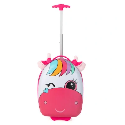 Costway 16 Inch Kids Rolling Luggage With 2 Flashing Wheels And Telescoping Handle-pink In Multi