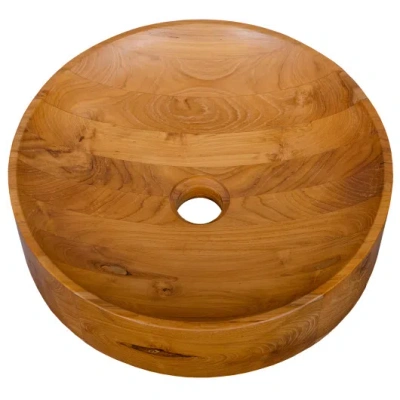 Costway 16 Inch Teak Wood Washbasin With Smooth Finish And Rounded Corners In Brown