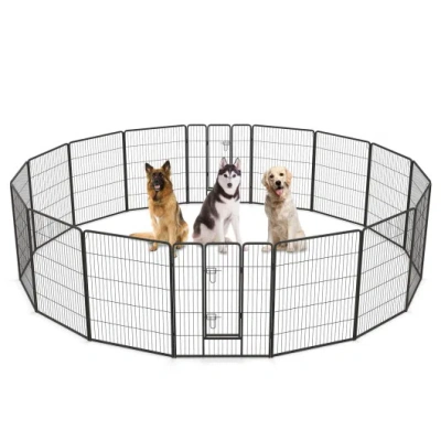 Costway 16 Panel 24/32/40 Inches Height Dog Playpen With Lock And Large Door-40 Inches In Black