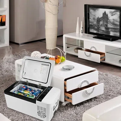 Costway 16 Qt. Portable Car Cooler In White