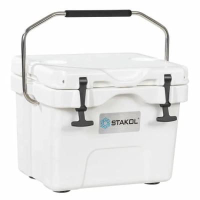 Costway 16 Quart 24-can Capacity Portable Insulated Ice Cooler With 2 Cup Holders-white In Multi