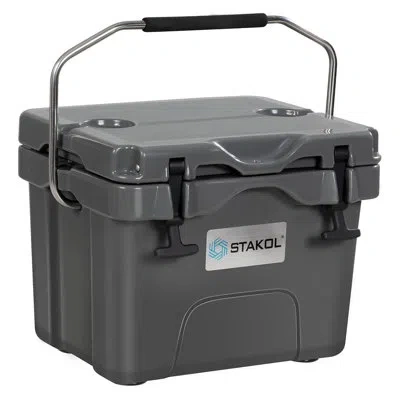 Costway 16 Quart Cooler Portable Ice Chest Leak-proof 24 Cans Ice Boxfor Camping In Gray