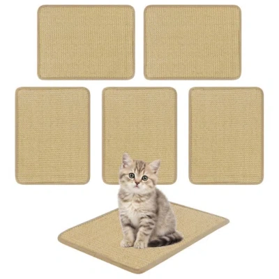 Costway 16 X 12 Inch 6-piece Cat Scratcher Mat Set In Brown