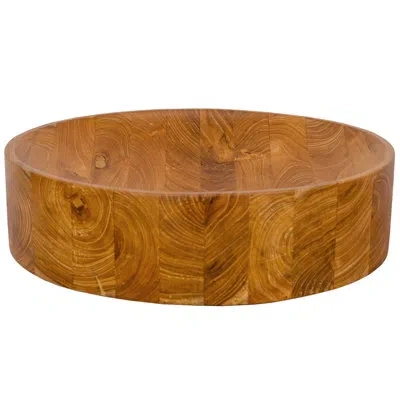 Costway 16" X 16" Vessel Sink Teak Wood Washbasin With Drainage Hole & Smooth Finish In Natural