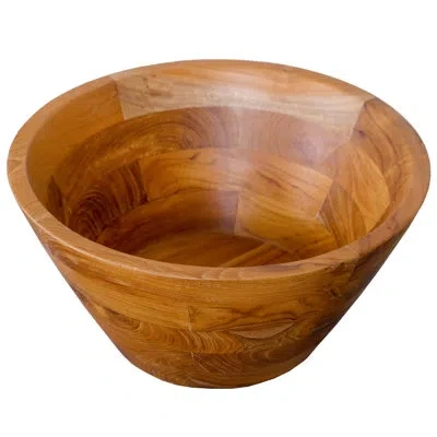 Costway 16" X 16" Vessel Sink Teak Wood Washbasin With Drainage Hole & Smooth Finish In Natural