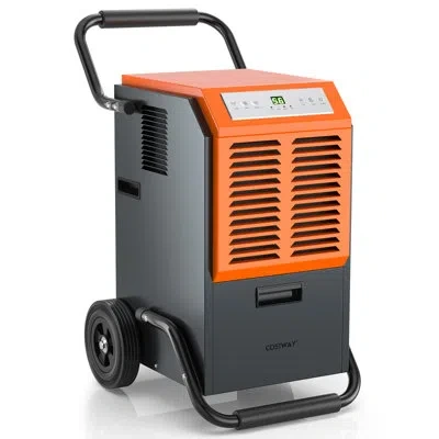 Costway 163 Pints Per Day Console Dehumidifier In Gray;orange