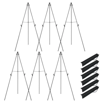 Costway 166 Cm Metal Easel Stand Set 6-pack-black In Multi