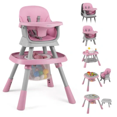 Costway 16-in-1 Baby High Chair With Activity Center And Booster Seat For Babies And Toddlers-pink