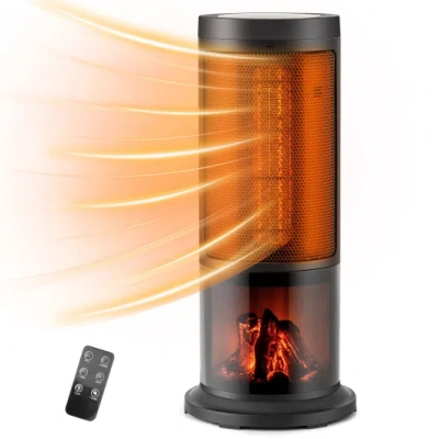 Costway 17 Inch 1500w Portable Tower Space Heater With 135° Oscillation-black In Multi