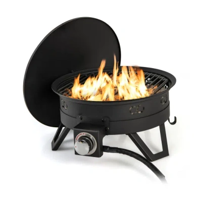 Costway 17 Inch Portable Gas Fire Pit With Folding Legs And Removable Grill For Camping-black