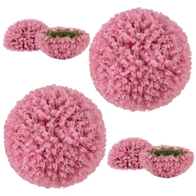 Costway 17.5 Inch Faux Purple Eucalyptus Decorative Balls With 7 Layers Leaves For Backyard Porch Garden And In Pink