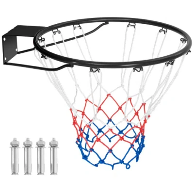 Costway 18 Inch Basketball Rim Goal Replacement With All Weather Net And Mounting Hardware-black In Multi