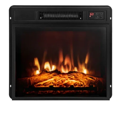 Costway 18 Inch Electric Fireplace Inserted With Adjustable Led Flame In Black