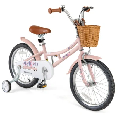 Costway 18 Inch Kids Bike Retro Bicycle With Adjustable Height And Basket For Ages 4-8 Years Old-18 Inches In Multi