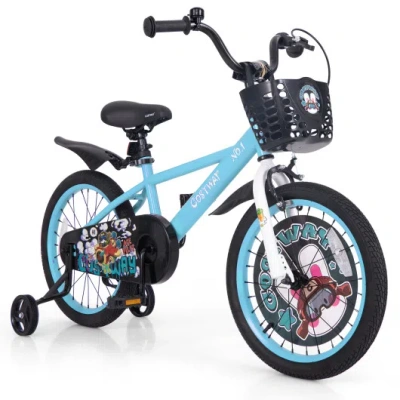 Costway 18 Inch Kids Bike With Adjustable Handlebar And Saddle For 4-8 Years Old-18 Inches In Black