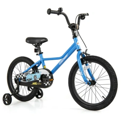 Costway 18 Inch Kids Bike With Removable Training Wheels For Aged 4-8 Years Old In Multi