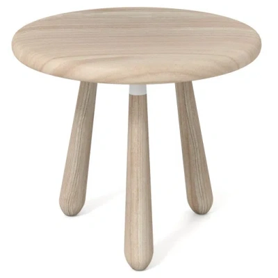 Costway 18 Inch Outdoor Mahogany Wood Side Table With Thickened Board In Brown
