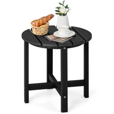 Costway 18 Inch Round Weather-resistant Adirondack Side Table-black