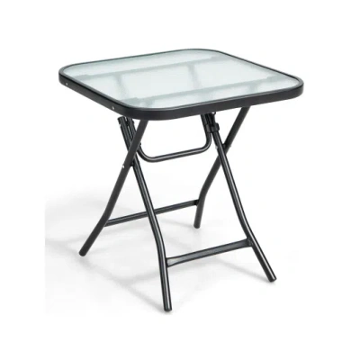 Costway 18 Inch Square Patio Bistro Table With Rustproof Frame In Black