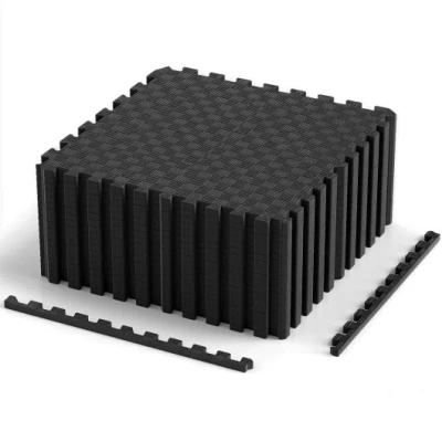Costway 18 Pcs Puzzle Exercise Mat Eva Foam Interlocking Floor Tiles-black