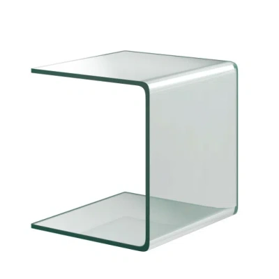 Costway 18 X 18 X 16 Inch Tempered Waterfall End Table With Non-slip Pad In Multi