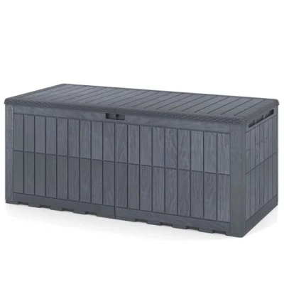 Costway 180 Gal Outdoor Deck Box All-weather Lockable Storage Bin With Lid And Handles-gray In Multi